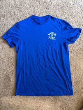 Men's Royal Blue Graphic Tee Biscuits N’ Porn Outer Banks NC